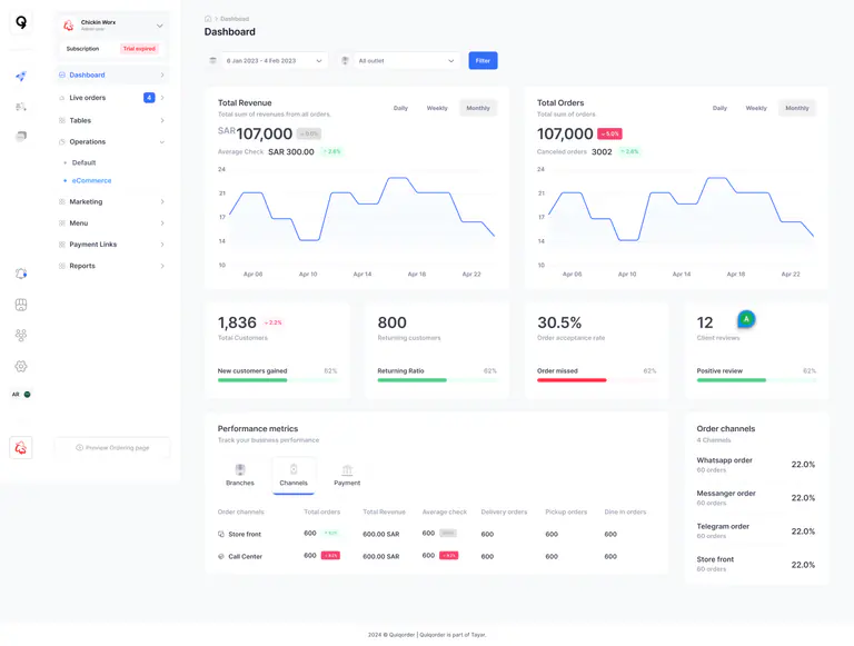 Quiqorder web development project screenshot